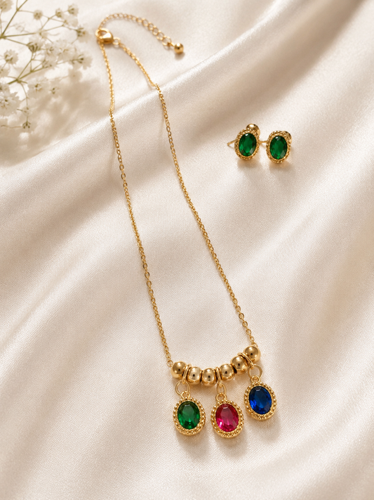 TRIO GEM PENDANT SET