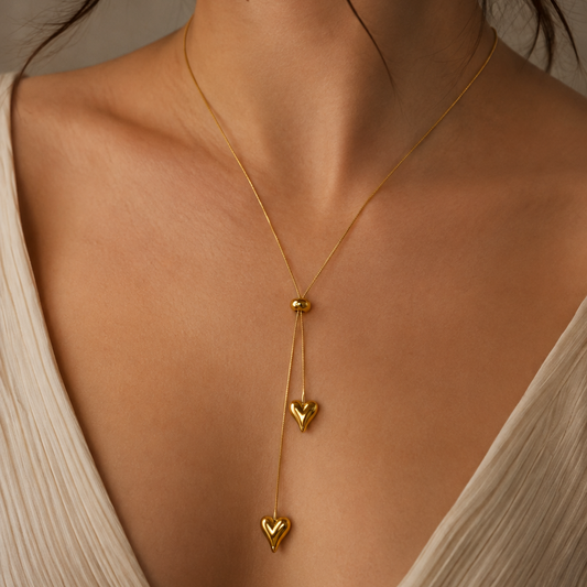 GOLD DOUBLE HEART NECKLACE