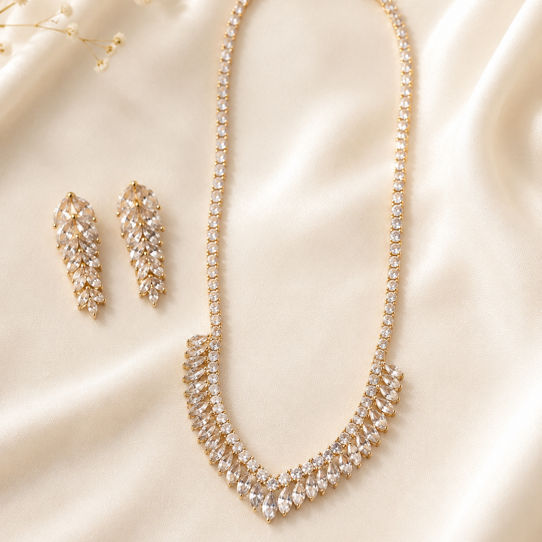 Crystal Crown Necklace Set