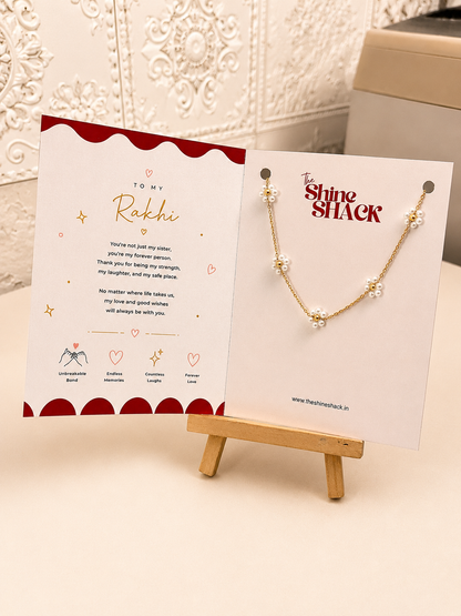 FLORAL PEARL RAKHI CARD