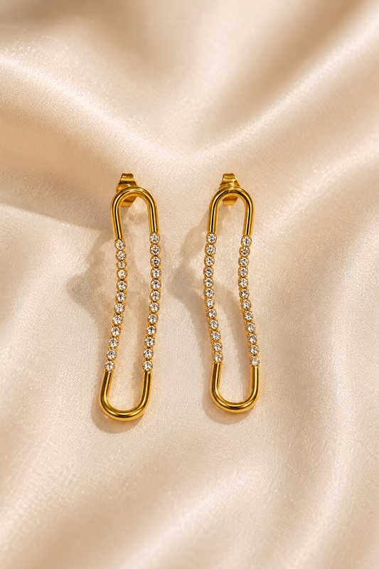 GOLD CRYSTAL LINK DROP EARRING