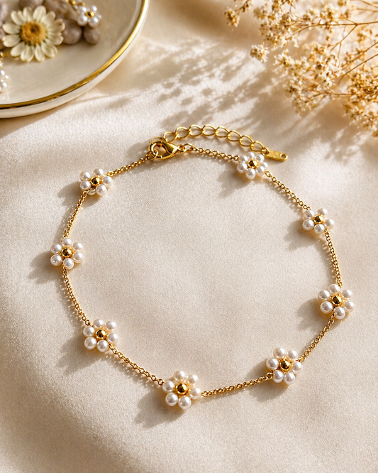 FLORAL PEARL CHAIN BRACELET