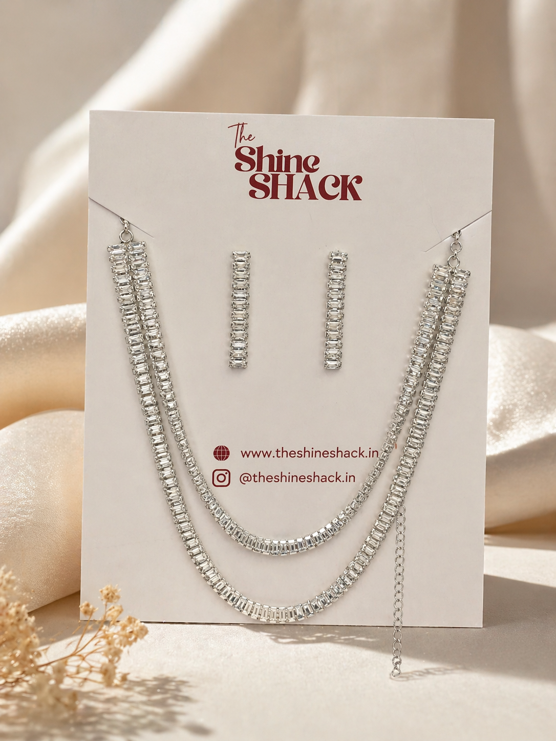 SILVER CRYSTAL NECKLACE SET